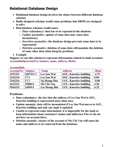 Types of Anomalies in the database